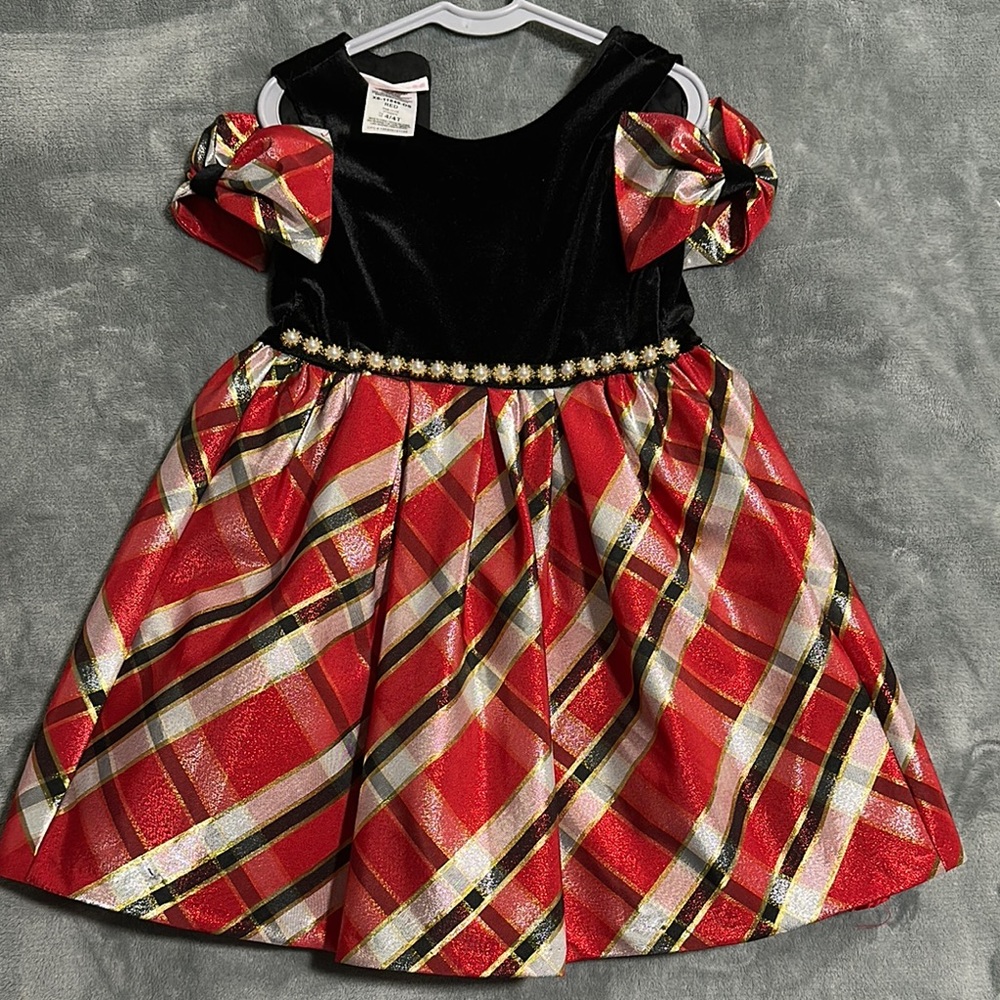 Plaid Red and Black Kids Holiday Dress